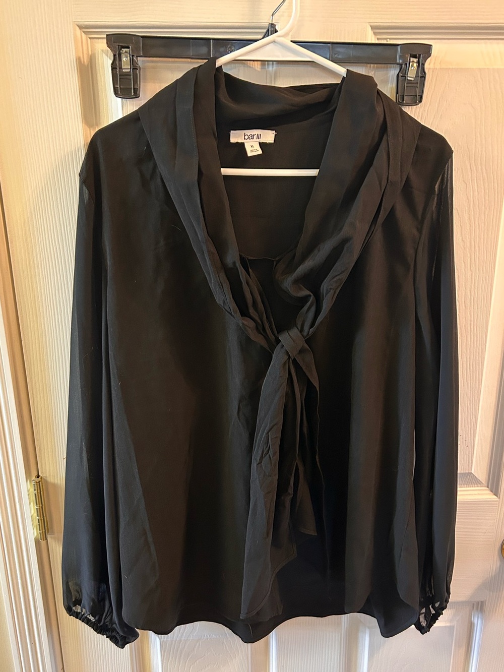 Bar III Black Tie-Neck Blouse with Bow